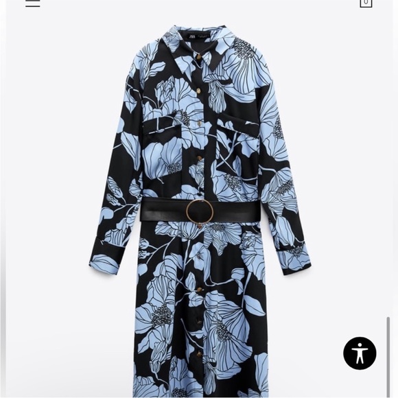 NWOT Zara blue satin floral dress - Picture 5 of 8